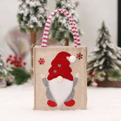 a small bag with a santa clause on it