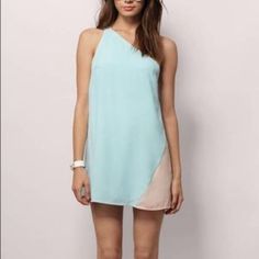 Cute One-Shoulder Flowy Dress, Great For A Summer Party. 2 Layers: Chiffon-Like Overlay With A Soft Underlay. Straps Are Adjustable, So Can Size Up Or Down. Distressed T Shirt Dress, Open Sleeve Dress, One Strap Dresses, Red Sweater Dress, Blush Pink Dresses, Peach Dress, Blush Dresses, Ruched Dress, Flowy Dress