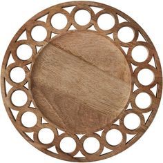 a wooden plate with circles on it