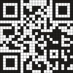 a black and white crossword pattern with squares in the middle, as well as an arrow