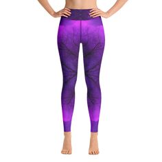 Yoga Leggings, Cool Magenta and Purple Abstract Cloud Mandala Full Length Purple Yoga Pants For Pilates, Fitted Moisture-wicking Purple Leggings, Purple Tights For Pilates, Purple Compression Pants For Yoga, Sporty Purple Yoga Tights, Compression Yoga Pants In Purple, Sporty Purple Yoga Leggings, Purple Full-length Leggings For Training, Purple Fitted Leggings For Yoga