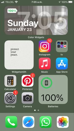 an iphone screen with icons on it and the text, sunday january 23 written below