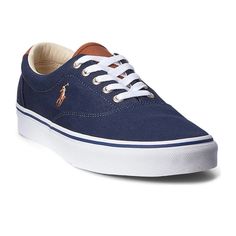 Polo Ralph Lauren Keaton Canvas Sneakers Multi-Colored Pony On Canvas Comes In Various Sizes Casual Blue Sneakers With Rubber Heel Cap, Classic Blue Sneakers With Textured Sole, Classic Navy Slip-on Sneakers, Navy Canvas Sneakers With Rubber Sole, Navy Low-top Canvas Sneakers, Navy Canvas Low-top Sneakers, Polo Ralph Lauren Shoes, Ralph Lauren Sneakers, Polo Sport Ralph Lauren