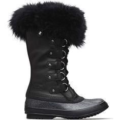 Best Waterproof Winter Boots Of All Time! Sold Out And/Or Retailing $199 Tolerates Up To -70 Degrees With Wind Chill. Rubber, Lace-Up, Shearling. “Treat Yourself To Elevated Comfort And Style With The Sorel Joan Of Arctic Lux Boots. Expertly Crafted From Full-Grain Leather Uppers With A Handcrafted Waterproof Vulcanised Rubber Shell, These Stylish Boots Promise To Keep You Feet Warm And Dry, No Matter The Weather. A Genuine Shearling Cuff And Removable Recycled Inner Felt Boot Provide Optimum Warmth, Whilst The Lace-Up Design And Branded Tab Provide A Classic Finish. Complete With A Hard-Wearing Rubber Outsole And Glitter Shell Det... Handcrafted Waterproof Vulcanised Rubber Shell He Black Insulated Waterproof Boots, Black Casual Boots With Faux Fur Trim, Black Boots With Faux Fur Trim For Cold Weather, Winter Black Boots With Faux Fur Trim, Black Leather Insulated Lace-up Boots, Sorel Joan Of Arctic Wedge, Winter Lace-up Shearling Boots With Round Toe, Sorel Joan Of Arctic, Felt Boots