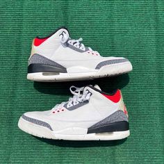 Air Jordan 3 Retro Denim Se 'Fire Red' Men’s Size 9 Jordan 3 Fire Red Denim, Jordan White, Jordan 3 Retro, Air Jordan 3 Retro, Shoes Air, Air Jordan 3, Jordan 3, Jordans For Men, Red Fire