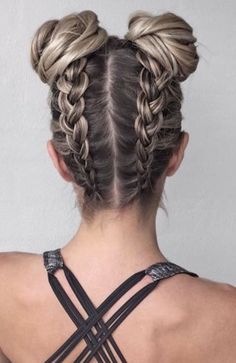 Double Buns, Dutch Braid Hairstyles, Feminine Elegance, Hair Buns, Hair Styles 2017, Sopot, Ear Hair, Cat Ear, Dutch Braid