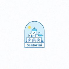 the san antonio church logo is shown in blue and white, with a dome on top