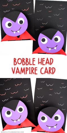 some paper cut outs with the words bobble head vampire card