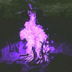 a purple and black fire in the dark