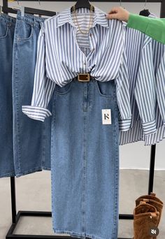 Rok Outfit, Casual Chic Outfits, Denim Skirt Outfits, Casual Day Outfits, Mode Casual, Stylish Work Outfits, Easy Trendy Outfits