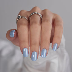 Light Blue Chrome Nails, Blue Chrome Nails, Blue Gel Nails, Nails Kit, Light Blue Nails, Press On Nails Short, Short Square Nails, Nails Blue, Cute Gel Nails