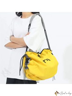 BirdinBag - Waterproof Canvas Crossbody Bag: Stylish Travel Companion for Women Versatile Summer Outdoor Bag, Versatile Summer Outdoor Bags, Functional Yellow Shoulder Bag For School, Casual Yellow Shoulder Bag For Outdoor, Summer Outdoor Bag With Removable Pouch, Summer Outdoor Shoulder Bag With Adjustable Strap, Outdoor Summer Shoulder Bag With Adjustable Strap, Functional Summer Bags With Adjustable Strap, Yellow Tote Bag For Outdoor