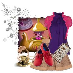 there is a woman's outfit and shoes in the picture, including purses