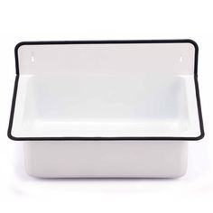 a white and black rectangular dish on a white background