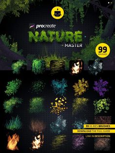 an image of some plants and trees with the text, procree nature master