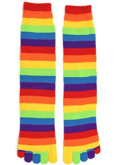 Rainbow Toe Socks | Fun Five-Toe Socks With Rainbow Stripes - ModSock