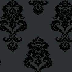 a black and white wallpaper with an ornate design on the bottom half of it