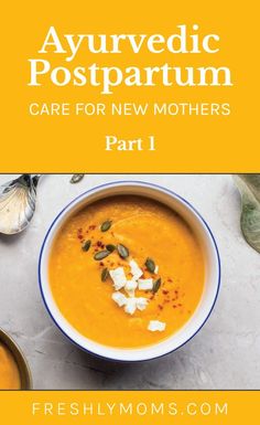 Ayurveda offers a holistic set of guidelines on caring for new mothers and restoring the delicate balance of energies within the postpartum body. From the first week postpartum and onward, this is what Ayurvedic care looks like and the wisdom behind the various practices. Tap the pin to learn about these 6 holistic practices. motherhood tips | postpartum advice | postpartum recovery Ayurvedic Postpartum Meals, Ayurveda Postpartum Recipes, Postpartum Ayurvedic Recipes, Post Partum Healing Soup, Ayurvedic Soup Recipes, Ayurvedic Post Partum Recipes, Nutrient Dense Postpartum Meals, Postpartum Ayurveda, Postpartum Cleanse