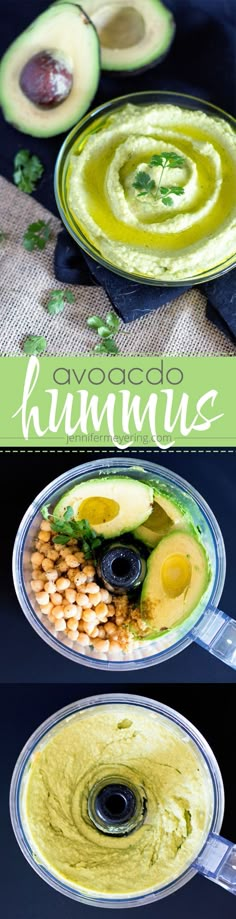 avocado hummus with olives and other ingredients