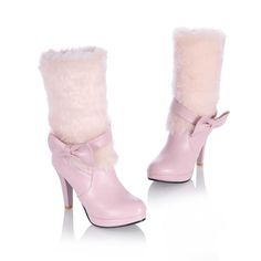 Simply Adorable Pastel Pink Bow knot High Heel Winter Boots Pink Winter Evening Heels, Pink Formal Heels For Winter, Pink Heels For Formal Winter Occasions, Cute High Heels, Glamour Vintage, Venus Swimwear, Pink High Heels, Fashion Aesthetics, Girly Shoes