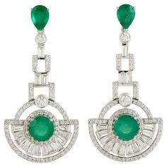 Check out this item from 1stdibs! Meghna Jewels 4.8 Carats Emerald 3.12 carats diamonds Art Deco Style Earrings: https://www.1stdibs.com/id-j_19869592 Diamond Dangle Earrings, Diamond Drop Earrings, Half Circle, Modern Earrings, Gorgeous Jewelry, Top Seller, Gold Jewelry Fashion, Style Earrings, Emerald Diamond