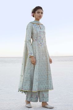 Designer Suits - Buy Millia Suit for Women Online - SS19RR010_Powder Blue - Anita Dongre Sharara Outfits, Plazo Suits, Hijab Brides, Fashion Design Inspiration, Kurti Fashion, Indian Designer Suits, Anita Dongre, Salwar Kamiz