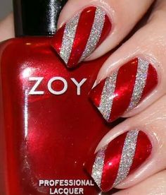 Candy apple red - Silver - Glitter Red Nail Art Designs, Red Nail Art, Natural Hairstyle, Cute Christmas Nails, Christmas Nail Art Designs, Holiday Nail Art, Nails Red, Super Nails, Red And Silver