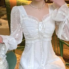 Olivia Mark - Romantic Mandarin Collar Embroidered Lace Waist Slim Long Sleeve Fairy Dress Long Sleeve Mesh Dress, Queen Dress, Minimalist Dresses, Sleeveless Bodycon Dress, Square Neck Dress, Neck Bodycon Dress, Dress Crafts, Fairy Dress, Evening Attire