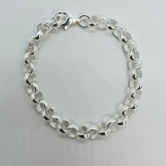 Silver Rolo Chain Bracelet For Everyday, Classic Silver Bracelets With Rolo Chain, Everyday Silver Bracelet With Rolo Chain, Classic Silver Bracelet With Rolo Chain, Silver Minimalist Oval Link Charm Bracelet, Silver Link Bracelets With Rolo Chain, White Gold Sterling Silver Bracelet With Rolo Chain, Minimalist Silver Oval Link Charm Bracelet, Sterling Silver Oval Link Charm Bracelet