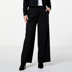 WynneCollection Pleat Front Wide-Leg Pant  Break free of the ever-popular skinny pant silhouette and opt for a more classic, sophisticated look with this pleated front wide-leg pant. Pull On Pants, Easy Wear, Black Pants, Wide Leg Pants, Wide Leg, Fashion Clothes Women, Pants For Women, Pants, Clothes For Women