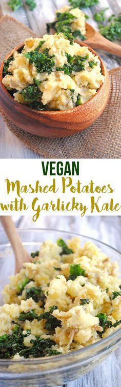 vegan mashed potatoes with gravy kale recipe in a glass dish