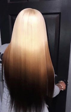 Black Hair With Blonde Roots, Two Tone Hair Color Ideas Black Women, Custom Color Wigs, Blonde Tips, Lace Fronts, Blonde Roots, Ombre Wigs