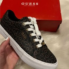 Guess Shoes Gues Logo All Over Gold Details Brand New 8 1/2 Guess Shoes Women, Guess Sneakers, Guess Shoes, Shoes Women, Gold Details, Flat Shoes, Sneaker Head, Shoes Flats, Womens Sizes