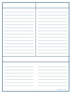 a blank book page with lines on the pages and blue writing paper in front of it