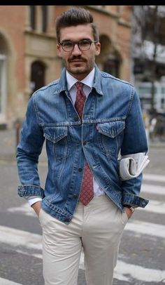 Dress Smart, Jean Jacket Outfits, Denim Jacket Outfit, Denim Jacket Fashion, Smart Casual Style, Mens Fashion Blog, Fashion Suits