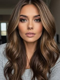 Soft Brunette Balayage, Wavy Mid Length Hair, Balayage Hair Caramel, Hair Curling Tips, Brown Hair With Blonde Highlights, Brunette Balayage Hair, Summer Hair Color, Balayage Brunette, Brown Hair With Highlights