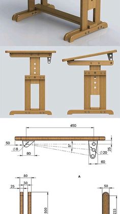 an image of a wooden table with measurements