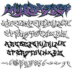 some type of graffiti font that is black and purple