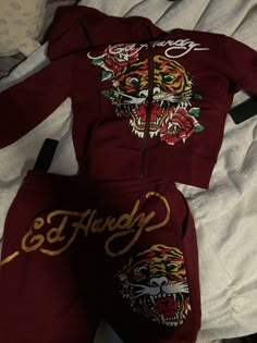 Ed Hardy Set, Ed Hardy Outfit, Burgundy Outfit, Dream Lifestyle, Christmas List, Outfit Sets, Cute Outfits