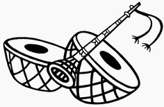 a black and white drawing of two musical instruments with one on top of the other