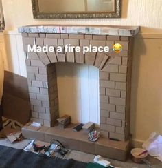 a fire place that has been made out of bricks