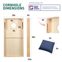 the instructions for how to make a cornhole door with wood frame and bottom panel