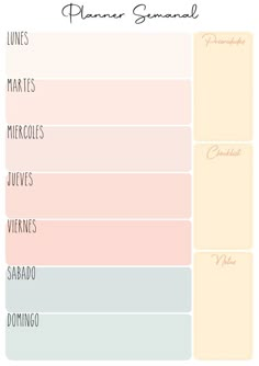 the printable planner with different colors and font on it, including pinks, blue,