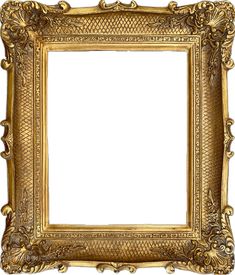 an ornate gold frame on a white background