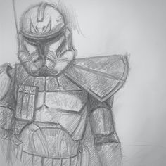 a pencil drawing of a man in armor