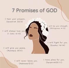 a woman's face with the words 7 propresses of god on it