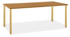 a wooden table with two legs on an isolated white background