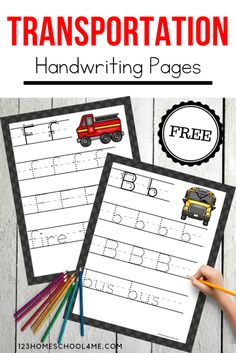 handwriting practice worksheets with the words transportation and free printables for kids