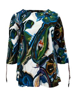 #ad Premium Quality Marina Rinaldi Women's Multicolor Basilico 3/4 Sleeve Blouse NWT, Fashion Women's Top Green Printed Half Sleeve Blouse, Multicolor Half-sleeve Blouse For Fall, Printed 3/4 Sleeve Blouse, Multicolor 3/4 Sleeve Tops For Fall, Printed Cotton Tops With 3/4 Sleeves, Cotton Printed Tops With 3/4 Sleeves, Cotton Blouse With 3/4 Sleeves, Multicolor Fitted Long Sleeve Tunic, Fitted Multicolor Long Sleeve Tunic