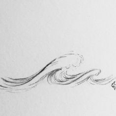 a pencil drawing of a wave on white paper